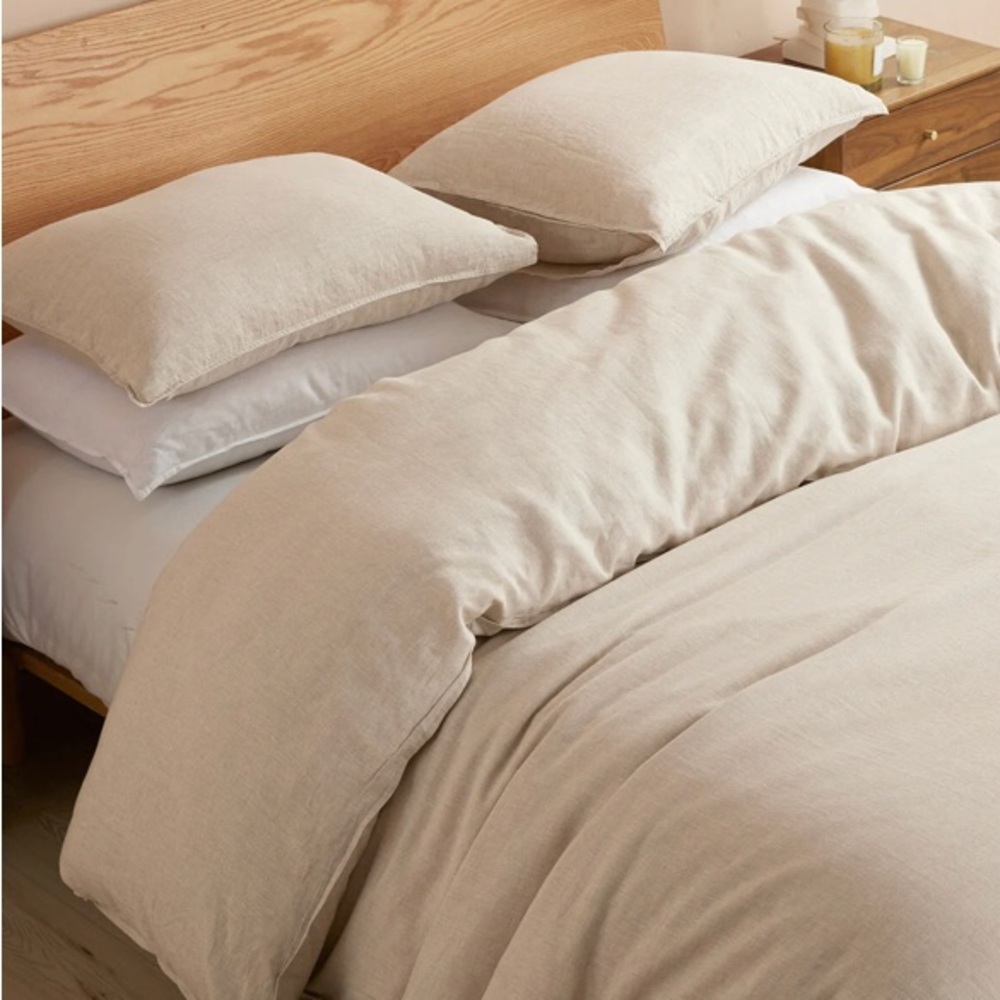 Dapu French linen Minimalist natural Duvet Cover Set with 2 shams